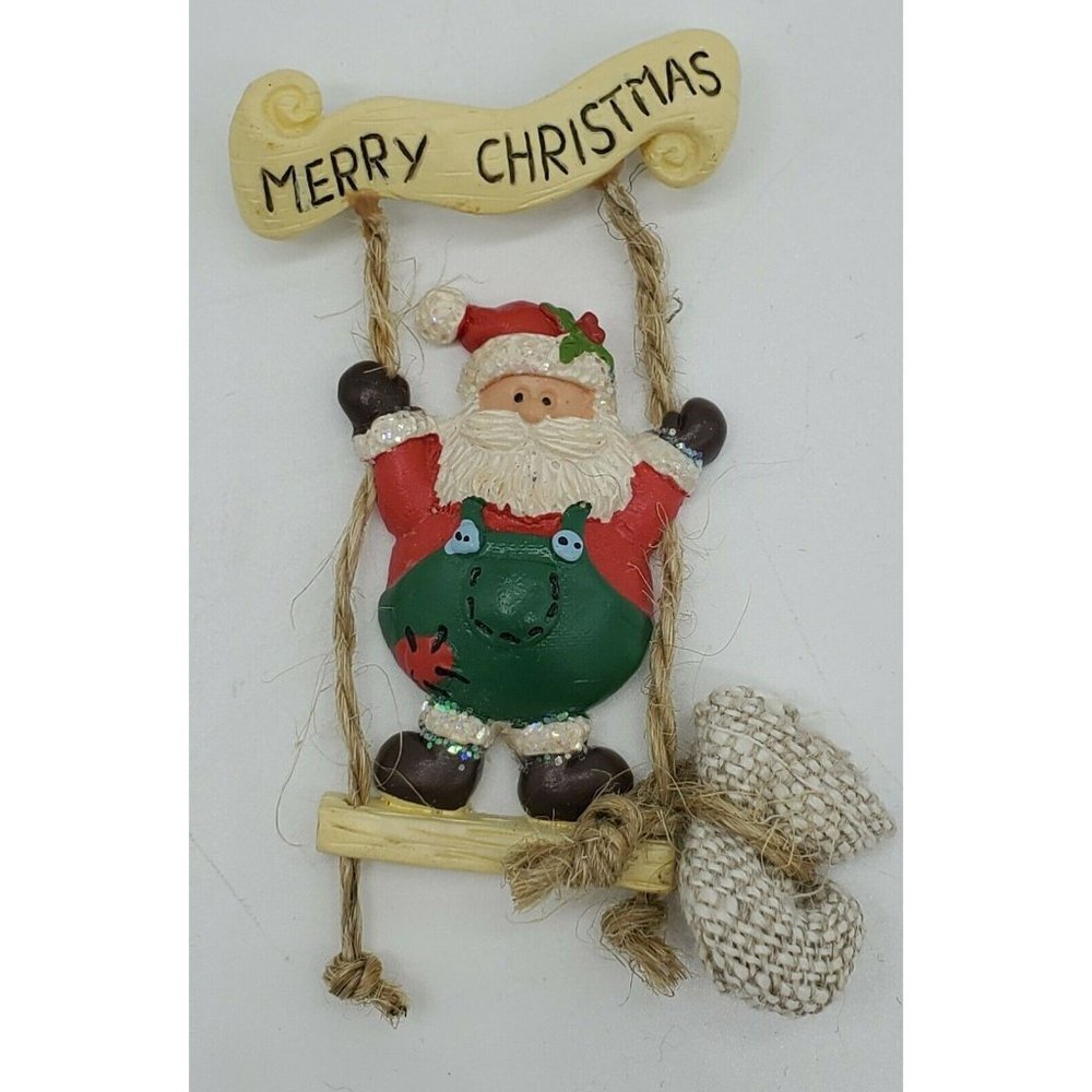 Santa Claus On A Swing Pinback Button Christmas